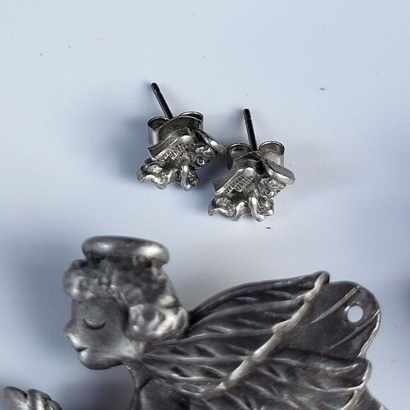 ANGEL JEWERLY SET BY TORINO PEWTER ~ PIN / BROOCH & EARRINGS & BOX - Picture 6 of 6